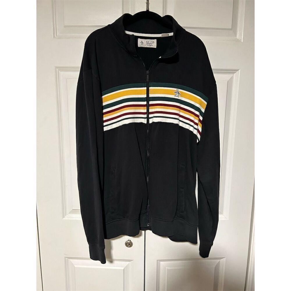 Original Penguin Men's Striped Varsity Track Jacket Multicolor 2XL